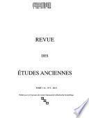 Revue des études anciennes