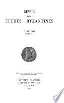Revue des études byzantines