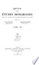 Revue des études hongroises