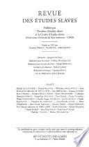 Revue des études slaves