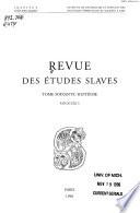 Revue des études slaves