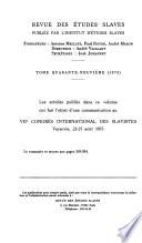 Revue des études slaves