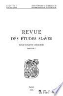 Revue des études slaves