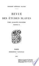Revue des études slaves