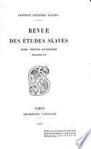 Revue des études slaves