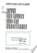 Revue Des Études Sud-est Européennes