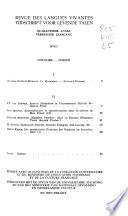 Revue des langues vivantes
