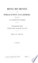 Revue des revues et publications d'académies relatives à l'antiquité classique
