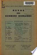 Revue des sciences humaines