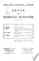Revue des sciences humaines