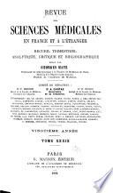 Revue des sciences médicales en France et à l'étranger