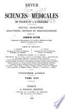 Revue des sciences médicales en France et à l'étranger