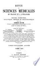 Revue des sciences médicales en France et à l'étranger