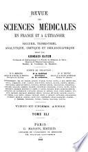 Revue des sciences médicales en France et à l'étranger