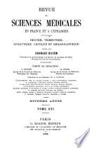 Revue des sciences médicales en France et a ̀l'étranger