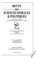 Revue des sciences morales & politiques