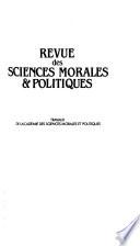 Revue des sciences morales & politiques