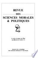 Revue des sciences morales & politiques
