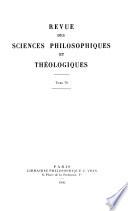 Revue des sciences philosophiques et théologiques