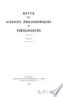 Revue des sciences philosophiques et théologiques
