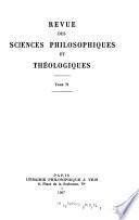 Revue des sciences philosophiques et théologiques