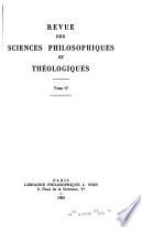 Revue des sciences philosophiques et théologiques