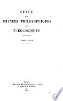 Revue des sciences philosophiques et théologiques