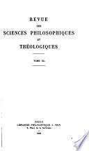 Revue des sciences philosophiques et théologiques