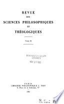 Revue des sciences philosophiques et théologiques