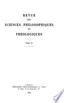 Revue des sciences philosophiques et théologiques