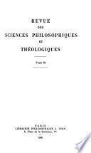 Revue des sciences philosophiques et théologiques