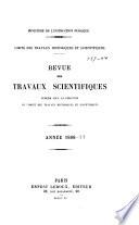 Revue des travaux scientifiques