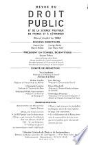 Revue du Droit Public et de la Science Politique en France et a l'Etranger