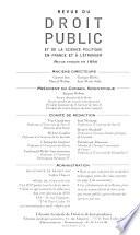 Revue du Droit Public et de la Science Politique en France et a l'Etranger