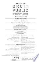 Revue du Droit Public et de la Science Politique en France et a l'Etranger