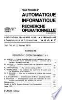 Revue française d'automatique, informatique, recherche opérationnelle