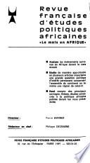 Revue française d'études politiques africaines