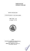 Revue francaise d'histoire d'outre-mer