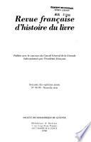 Revue française d'histoire du livre