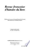 Revue française d'histoire du livre