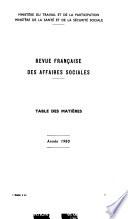 Revue française des affaires sociales