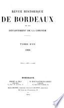Revue historique de Bordeaux et du département de la Gironde
