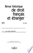Revue historique de droit français et étranger
