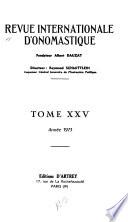 Revue internationale d'onomastique
