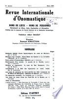 Revue internationale d'onomastique