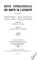 Revue internationale des droits de l'antiquité
