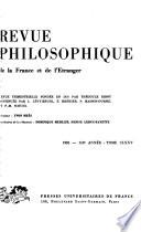 Revue philosophique de la France et de l'étranger
