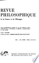 Revue philosophique de la France et de l'étranger