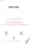 Revue Roumaine de Linguistique