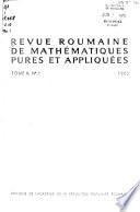 Revue Roumaine de Mathématiques Pures Et Appliquées